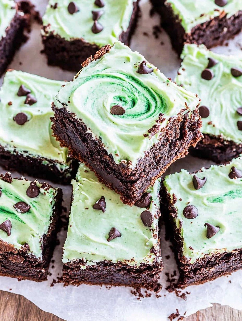 Mint Chocolate Chip Brownies with Green Swirl Frosting 121 Mint Chocolate Chip Brownies with Green Swirl Frosting