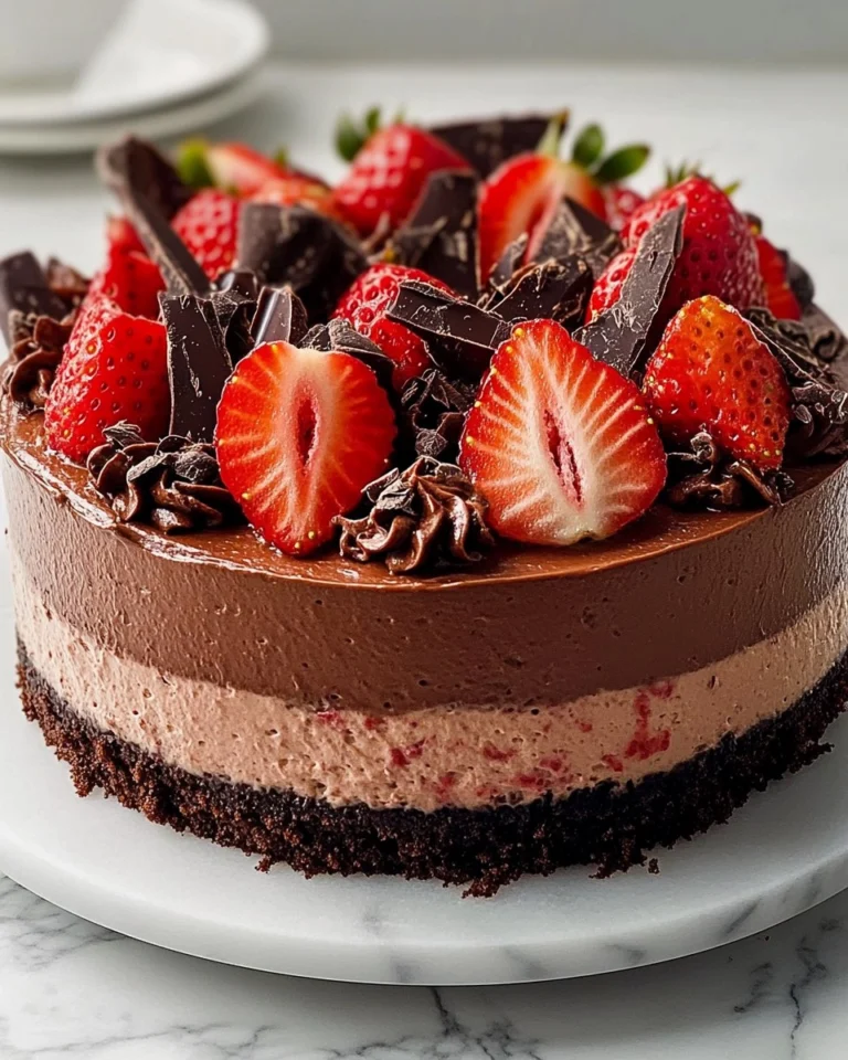 No-Bake-Chocolate-Strawberry-Mousse-Cake-Recipe