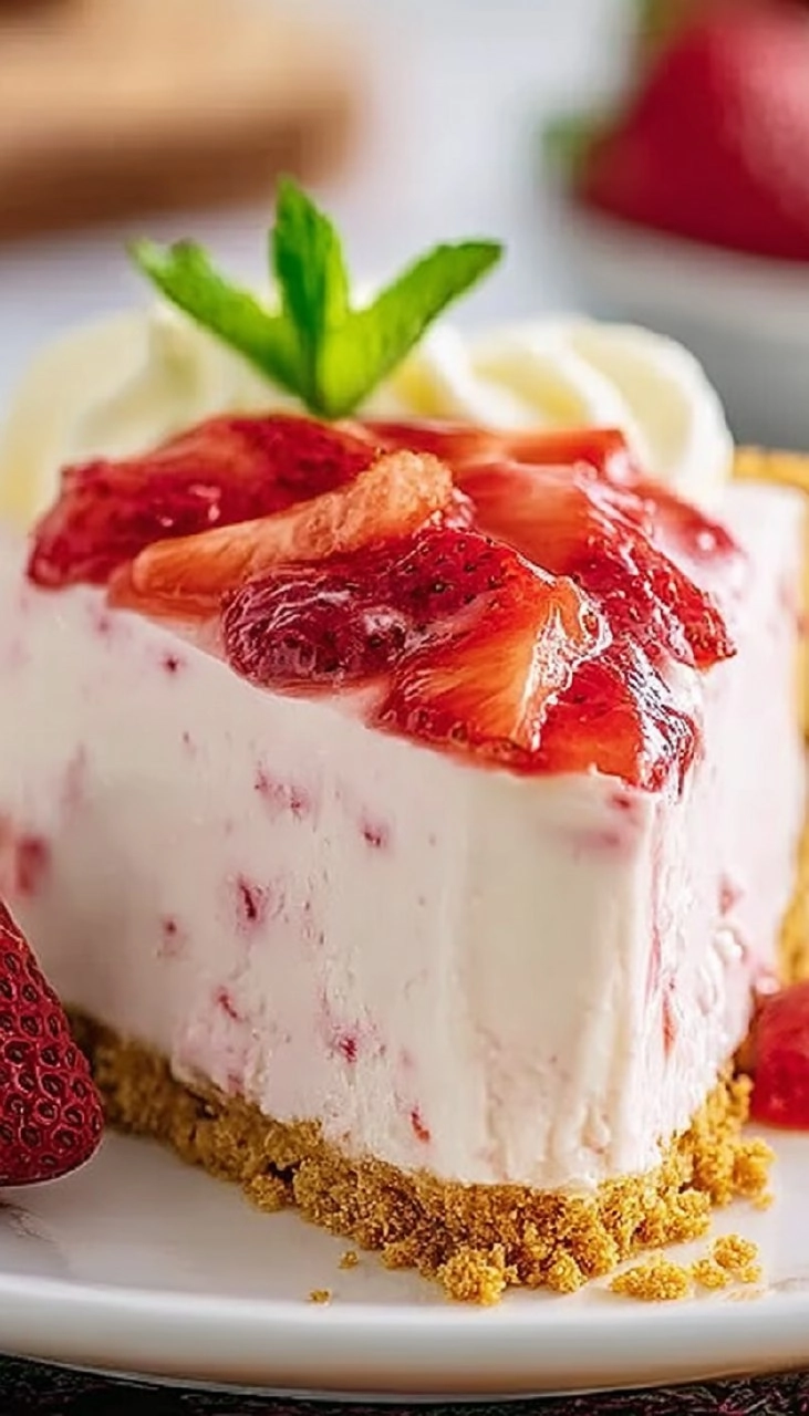 No-Bake Frozen Strawberry Pie