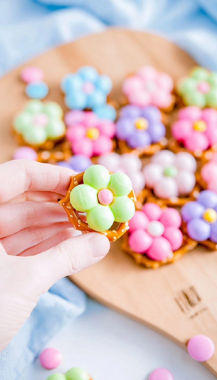 Pastel Candy Spring Flower Pretzels