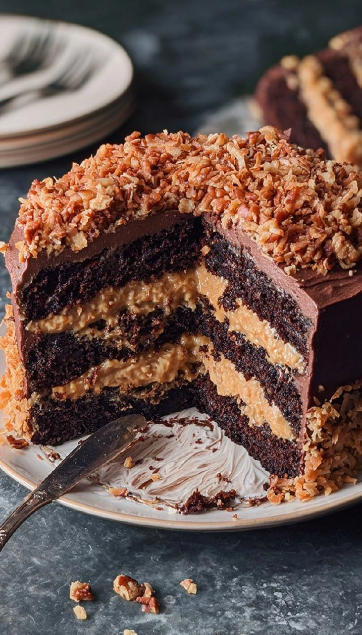 German Chocolate Cake (With The Best Coconut Pecan Frosting)