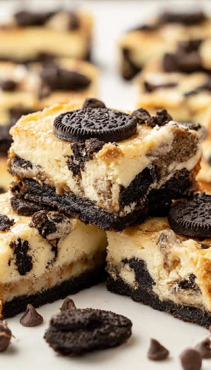Oreo Chocolate Chip Cheesecake Bars