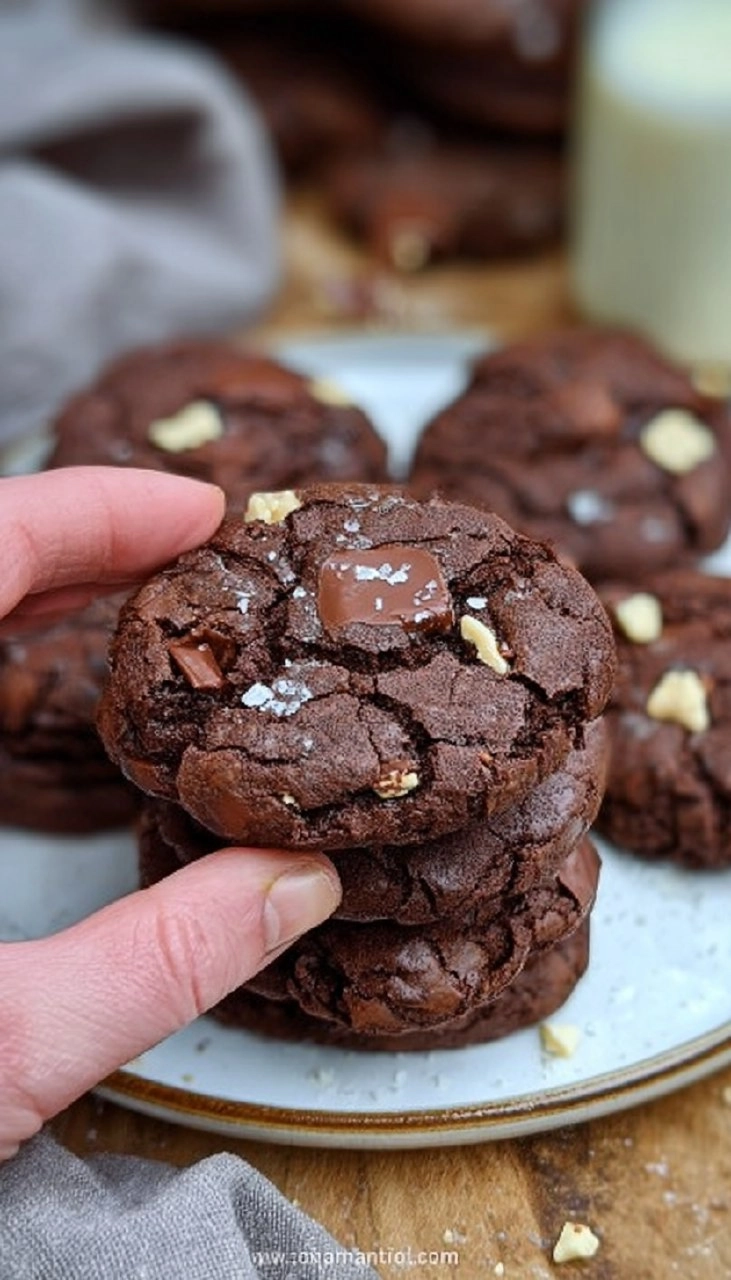 Triple chocolate sourdough cookies
