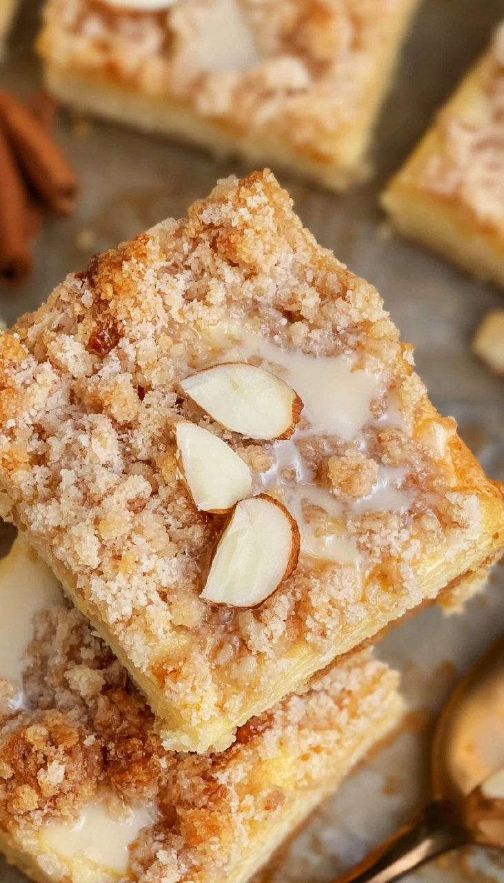 Almond Crumble Cheesecake Bars 110 Almond Crumble Cheesecake Bars