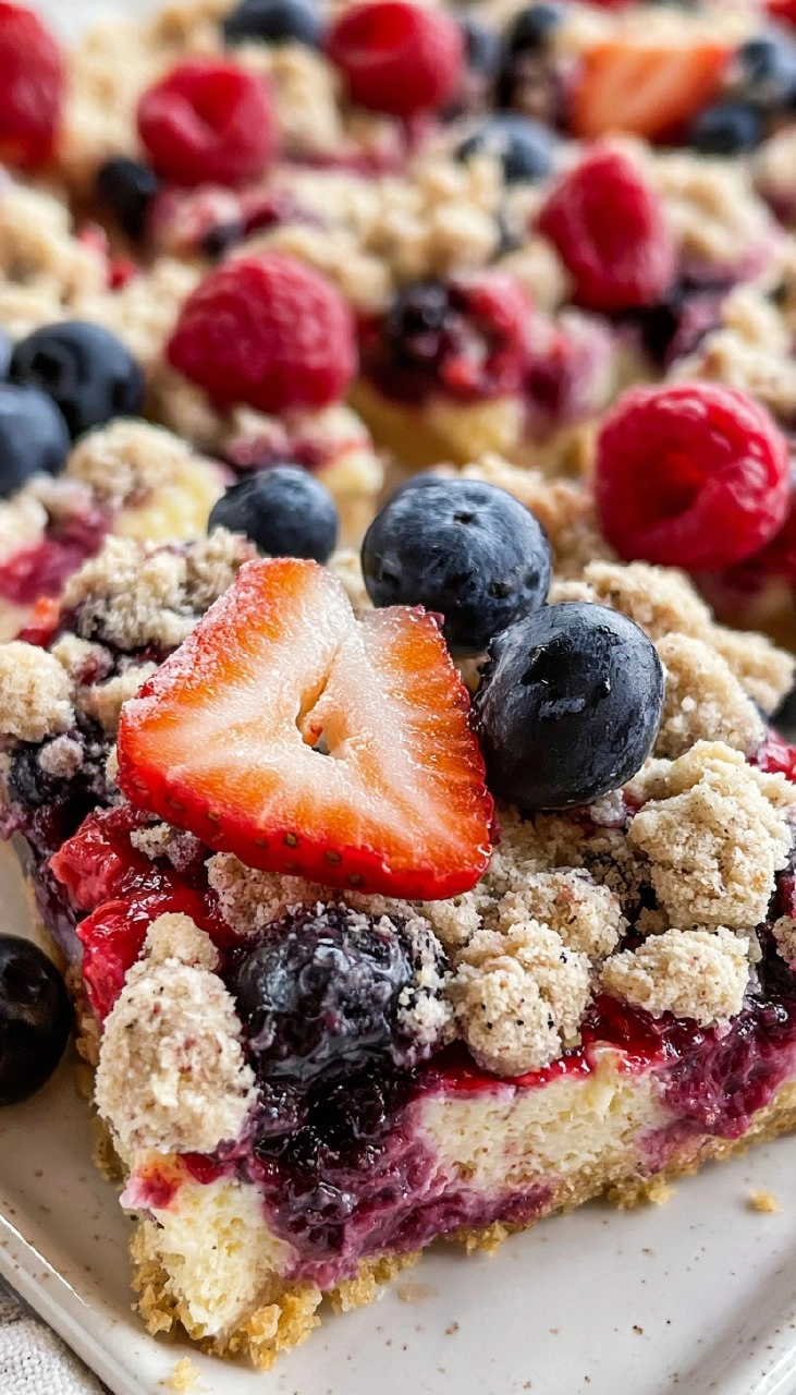 Triple Berry Cheesecake Bars