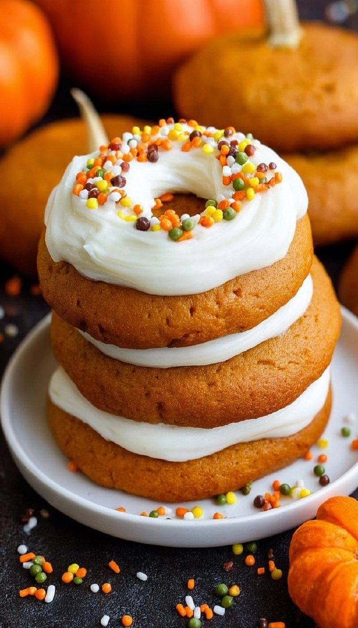 Pumpkin Cookies with Cream Cheese Frosting